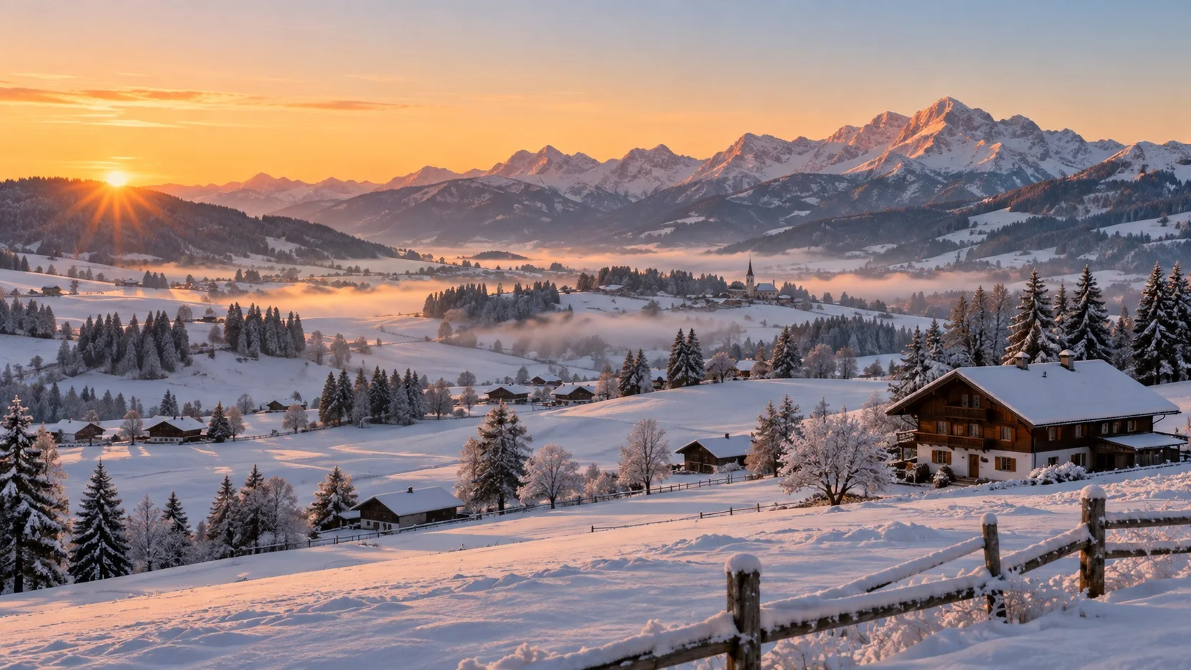 Sonnenaufgang im Alpenvorland